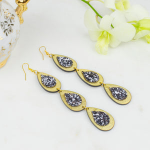 Moonlight Grey Long Teardrop Earrings