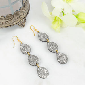 Silvery Night Teardrop Earrings