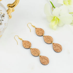 Bronze Sparkle Teardrop Earrings