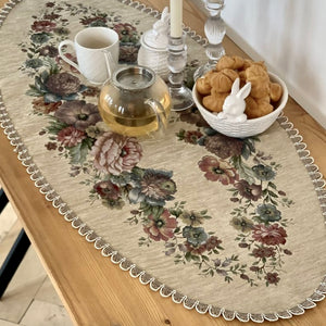 Jacquard Floral Oval Table Runner
