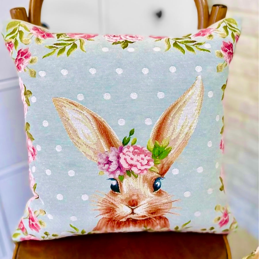 Bunny & Pink Blossom Cushion Cover