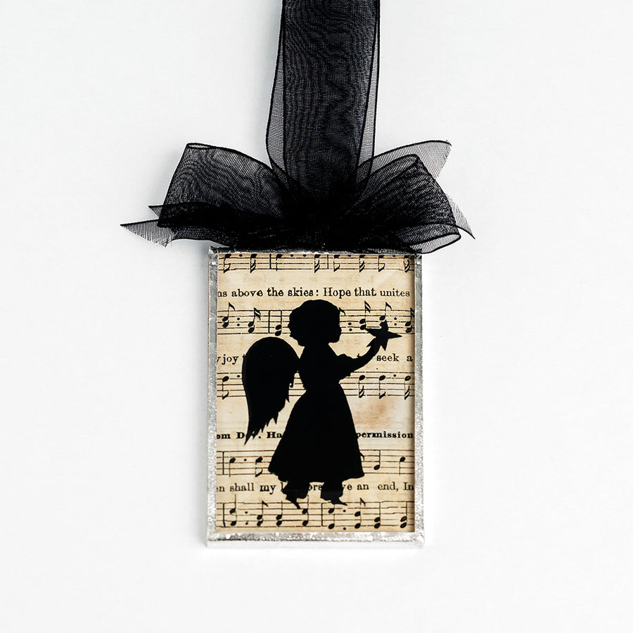 Angel With Star - Black Ribbon