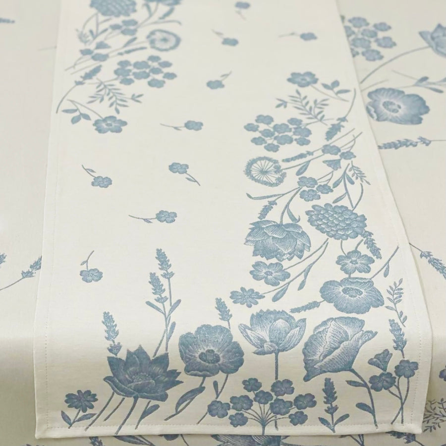 French Blue Floral Table Runner