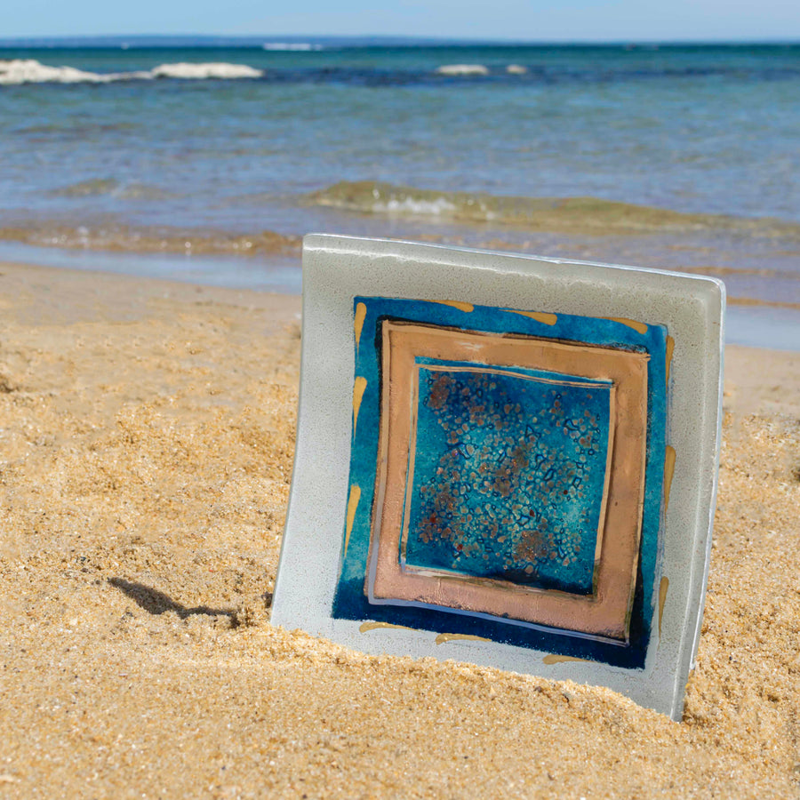 Atlantis Blue Decorative Glass Plate