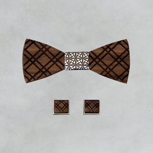 Martin Wooden Bow Tie & Cufflinks Set