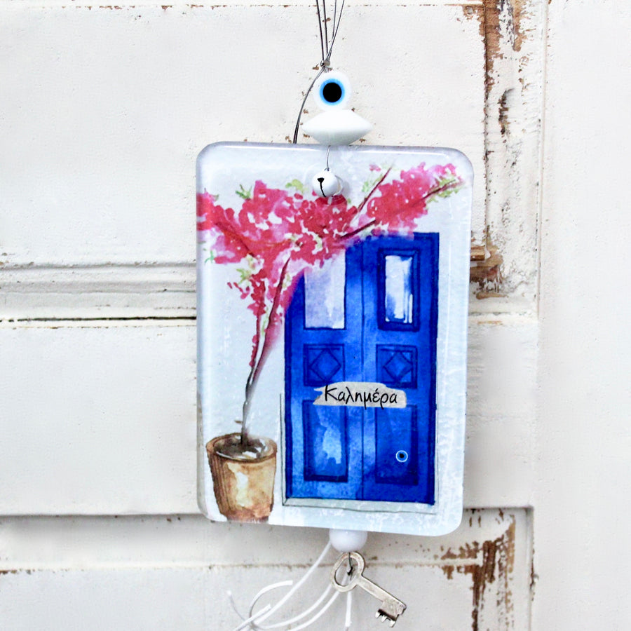 Blue Door 'Kαλημέρα' Glass Ornament