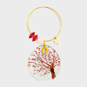 Cherry Blossom Tree Glass Ornament - Gold Loop