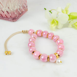 Peony Ceramic Bead Bracelet