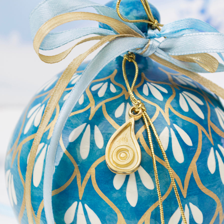 Christmas Blue Laurel Bauble