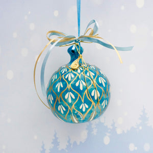 Christmas Blue Laurel Bauble