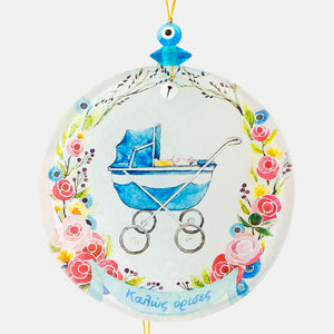 Welcome Baby Boy Glass Ornament