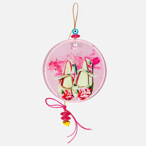 Little Pink Shoes Glass Ornament