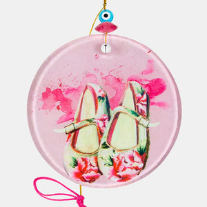 Little Pink Shoes Glass Ornament