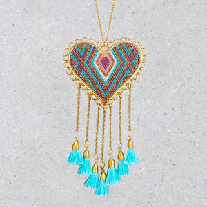 Heart With Tassels Necklace -  Valentina