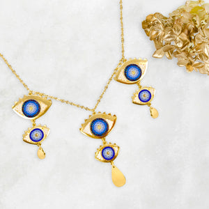 Grecian Eyes Chandelier Necklace - Athena