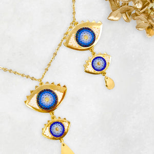 Grecian Eyes Chandelier Necklace - Athena