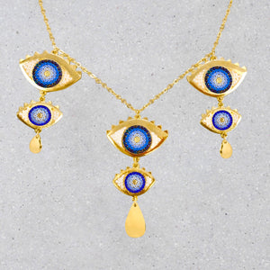 Grecian Eyes Chandelier Necklace - Athena