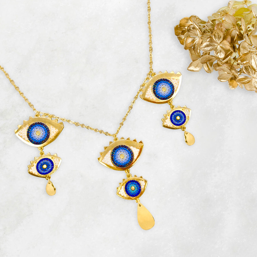 Grecian Eyes Chandelier Necklace - Demeter