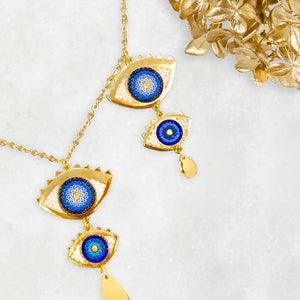 Grecian Eyes Chandelier Necklace - Demeter