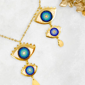 Grecian Eyes Chandelier Necklace - Artemis